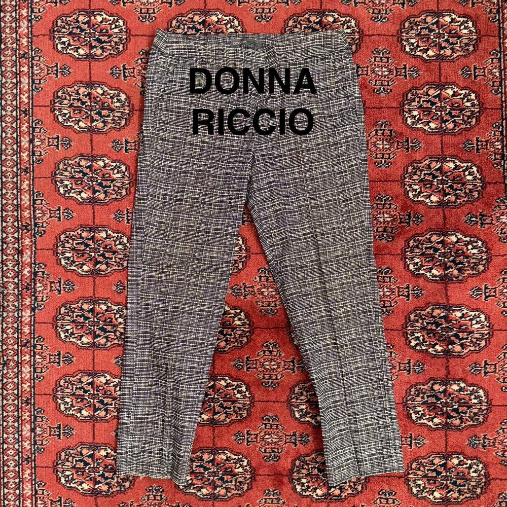 Donna Riccio 10 Black & White Grid‎ Print Career Wear Dress Pants in MINT COND.